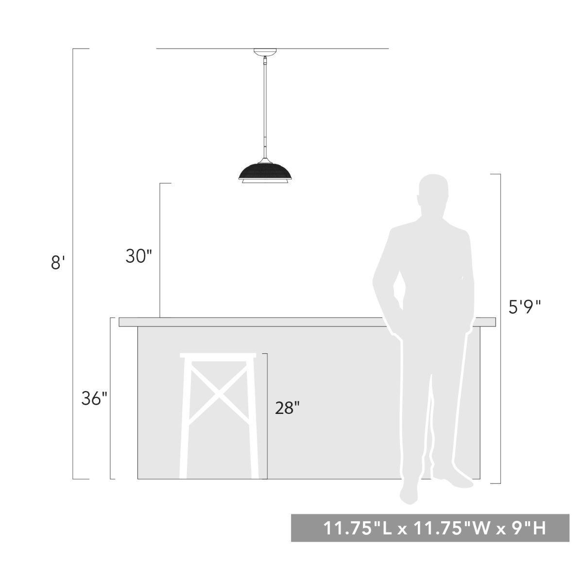 Crawford 12 in. Pendant Light Bronze Finish - Bees Lighting