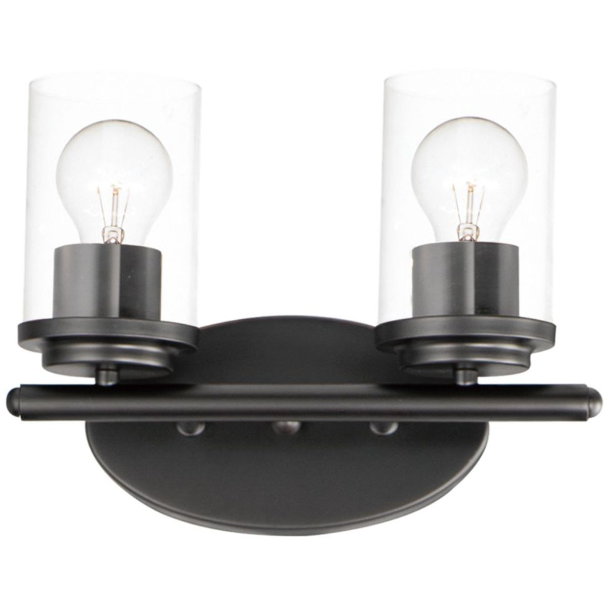 Corona 12 In. 2 Lights Vanity Light Black finish with clear glass - Bees Lighting