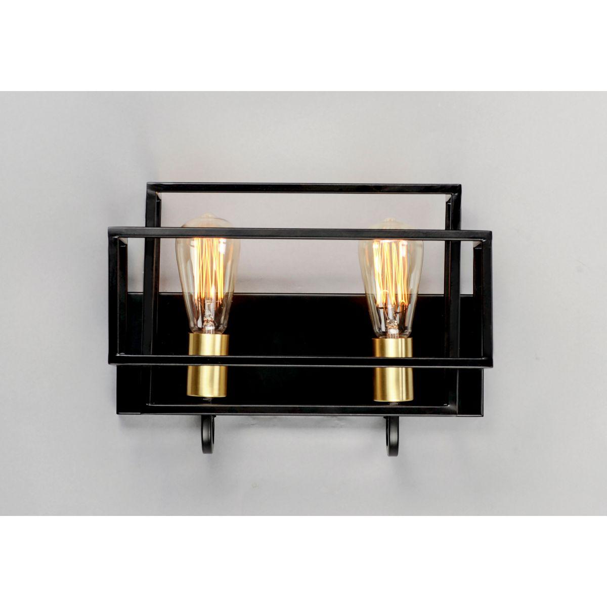 Liner 14 in. 2 Lights Vanity Light Black & Satin Brass Finish - Bees Lighting