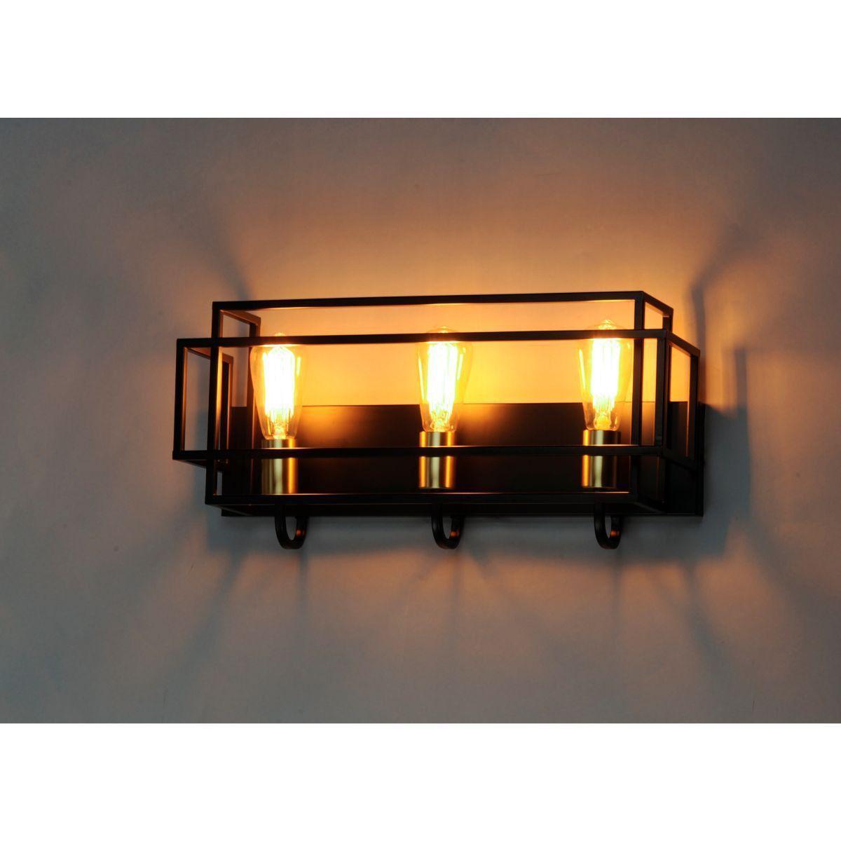 Liner 21 in. 3 Lights Vanity Light Black & Satin Brass Finish - Bees Lighting