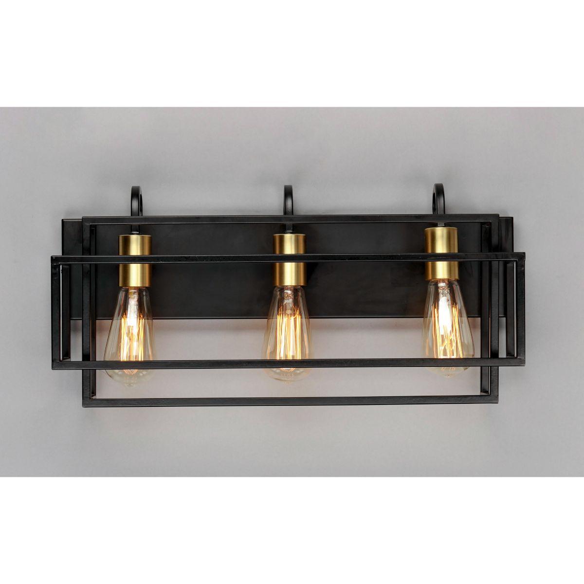 Liner 21 in. 3 Lights Vanity Light Black & Satin Brass Finish - Bees Lighting