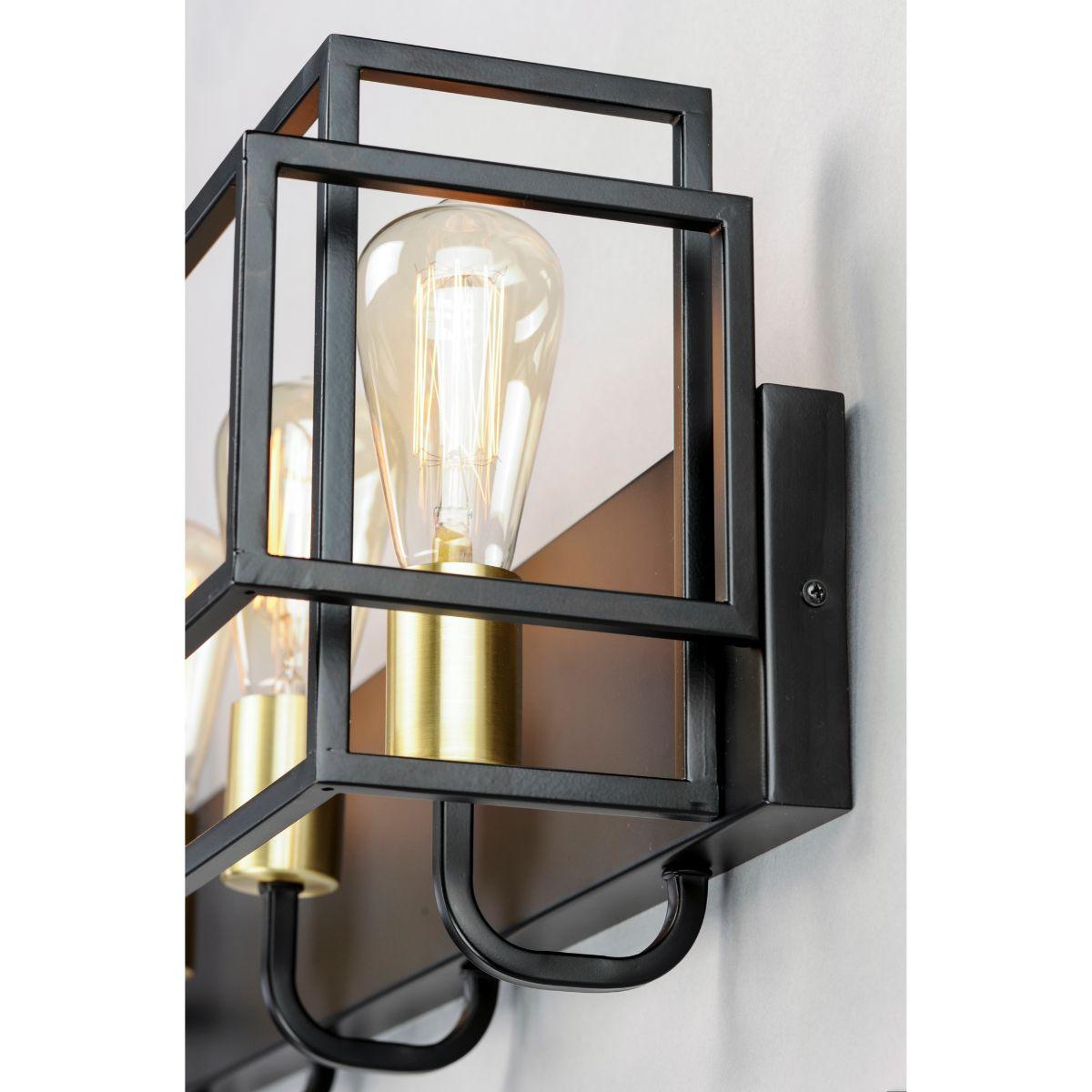 Liner 21 in. 3 Lights Vanity Light Black & Satin Brass Finish - Bees Lighting