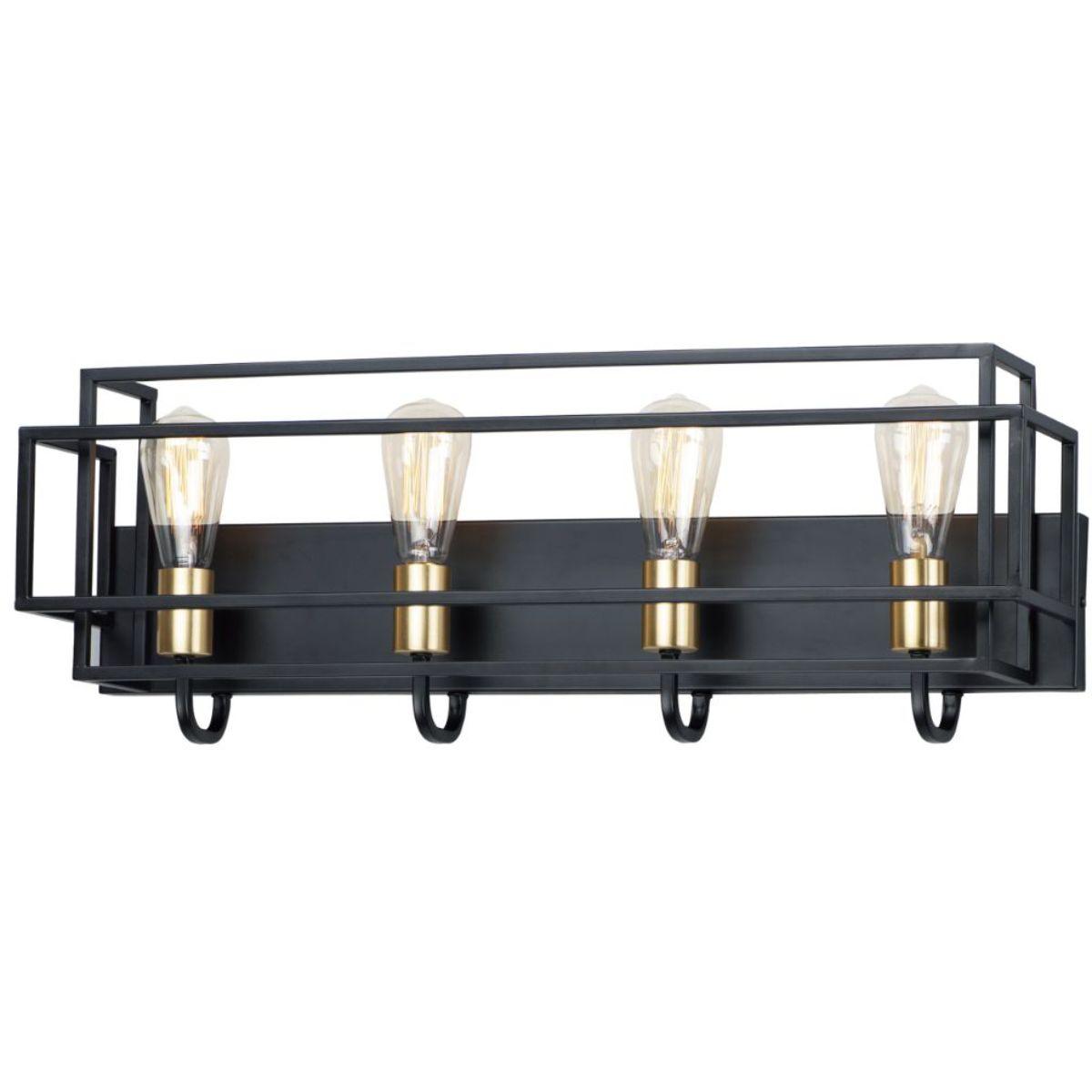 Liner 29 in. 4 Lights Vanity Light Black & Satin Brass Finish - Bees Lighting