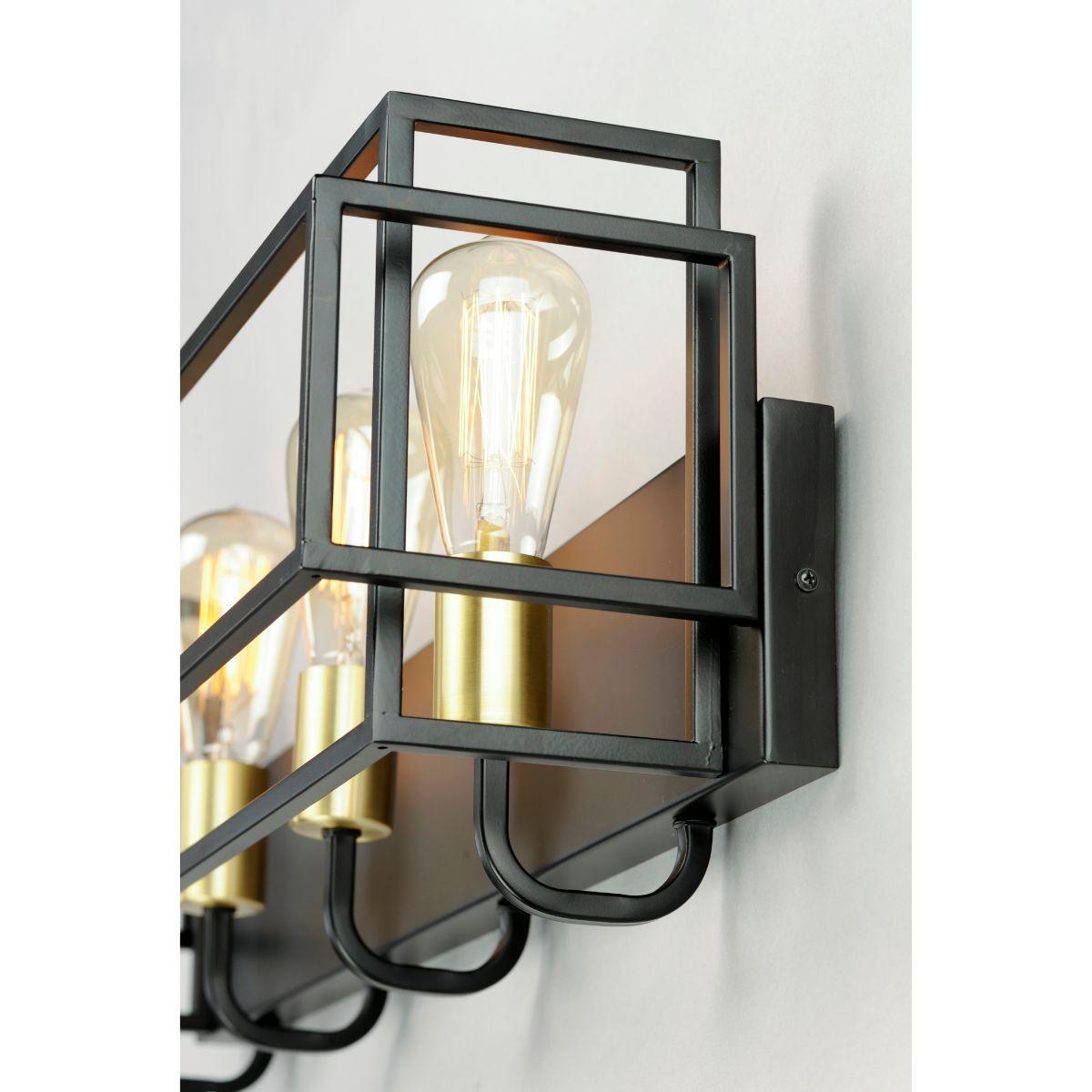 Liner 29 in. 4 Lights Vanity Light Black & Satin Brass Finish - Bees Lighting