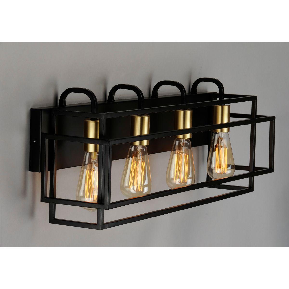 Liner 29 in. 4 Lights Vanity Light Black & Satin Brass Finish - Bees Lighting