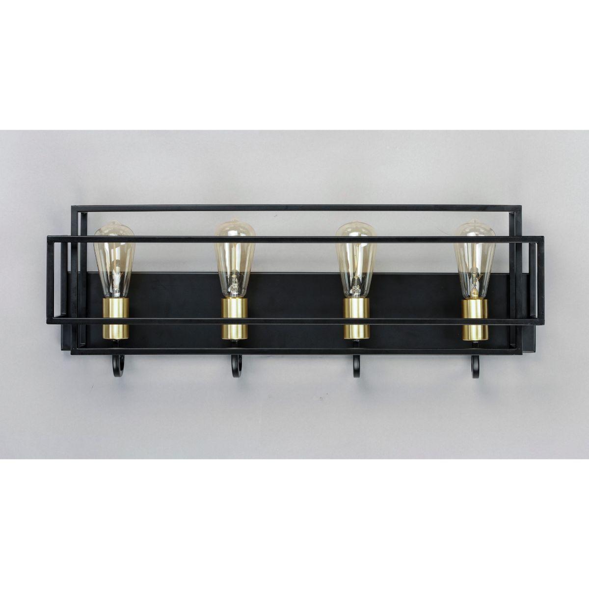 Liner 29 in. 4 Lights Vanity Light Black & Satin Brass Finish - Bees Lighting