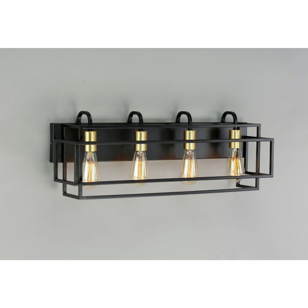 Liner 29 in. 4 Lights Vanity Light Black & Satin Brass Finish - Bees Lighting