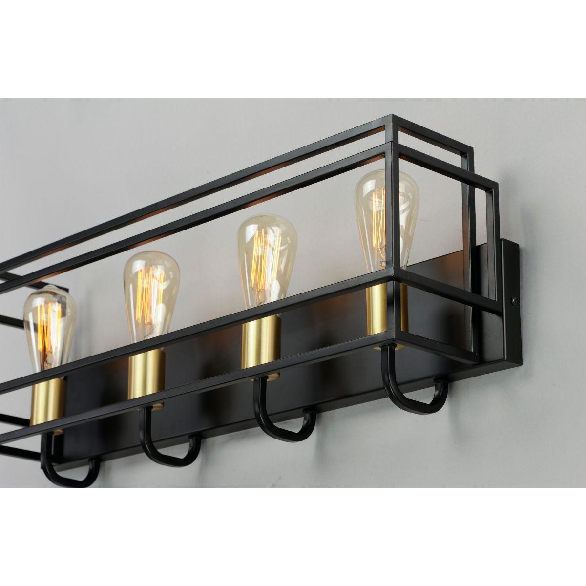 Liner 29 in. 4 Lights Vanity Light Black & Satin Brass Finish - Bees Lighting