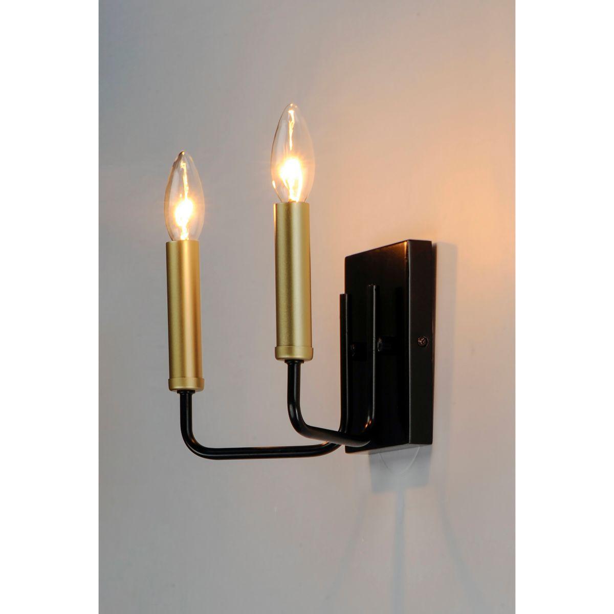 Sullivan 9 in. 2 Lights Vanity Light Black & Gold Finish - Bees Lighting