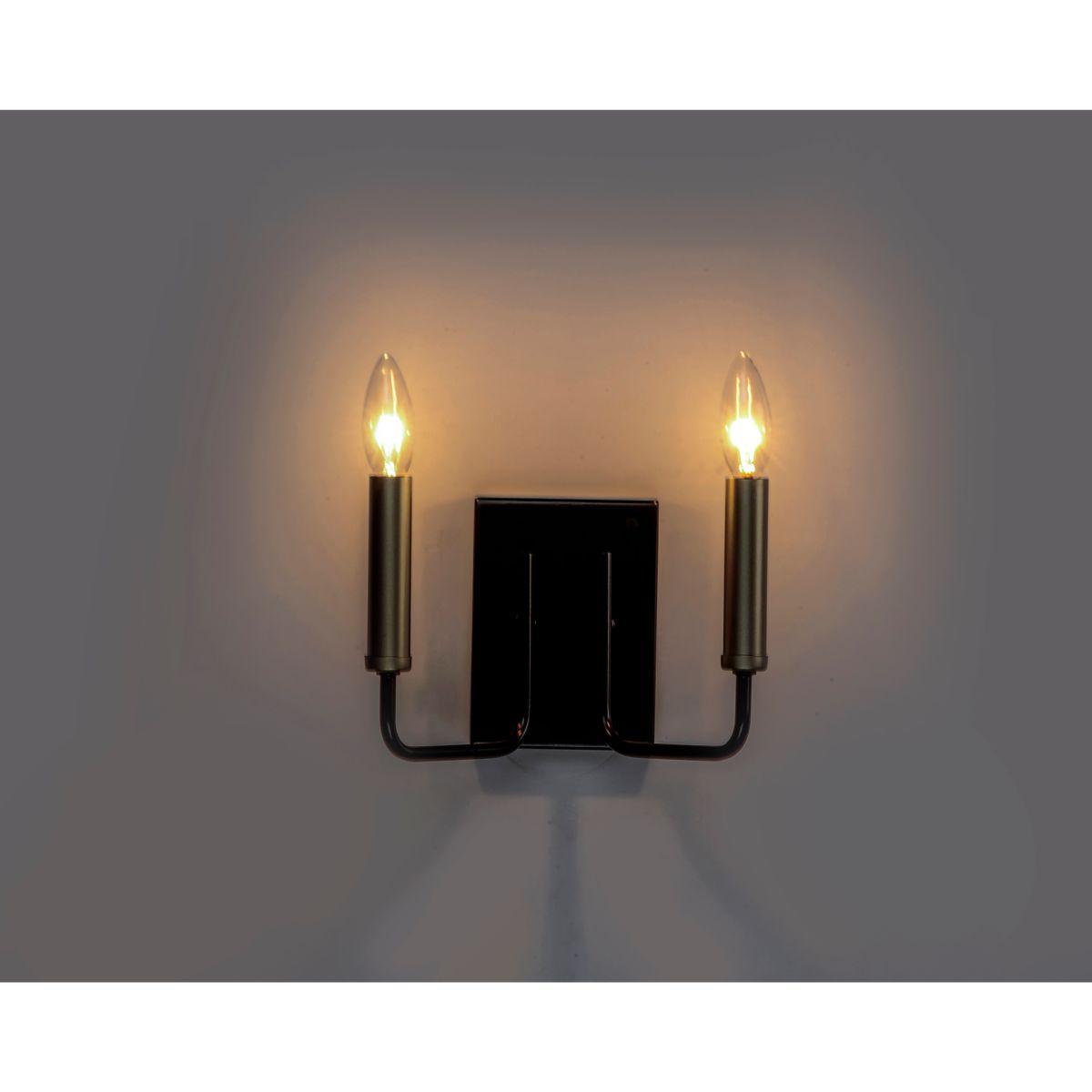 Sullivan 9 in. 2 Lights Vanity Light Black & Gold Finish - Bees Lighting