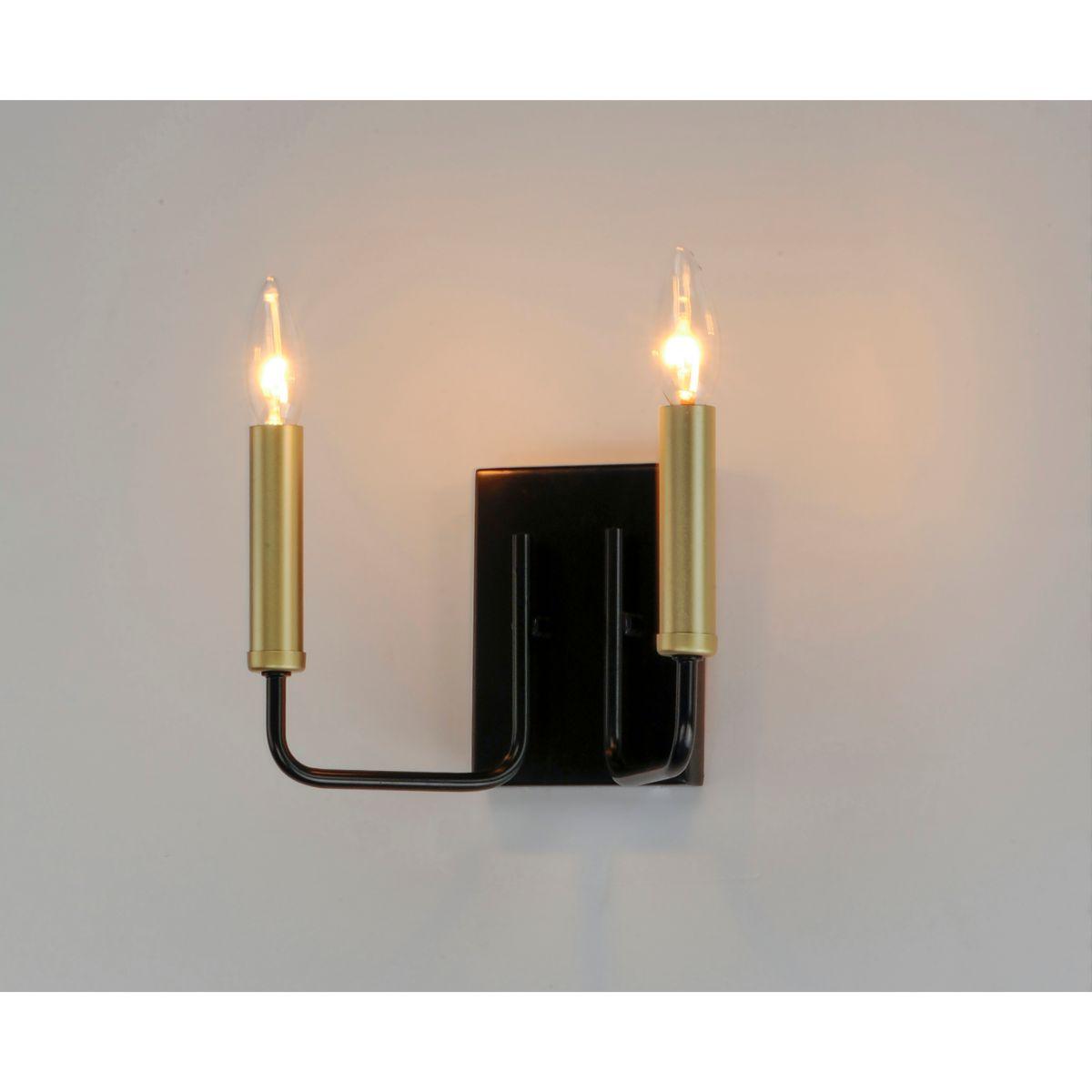 Sullivan 9 in. 2 Lights Vanity Light Black & Gold Finish - Bees Lighting