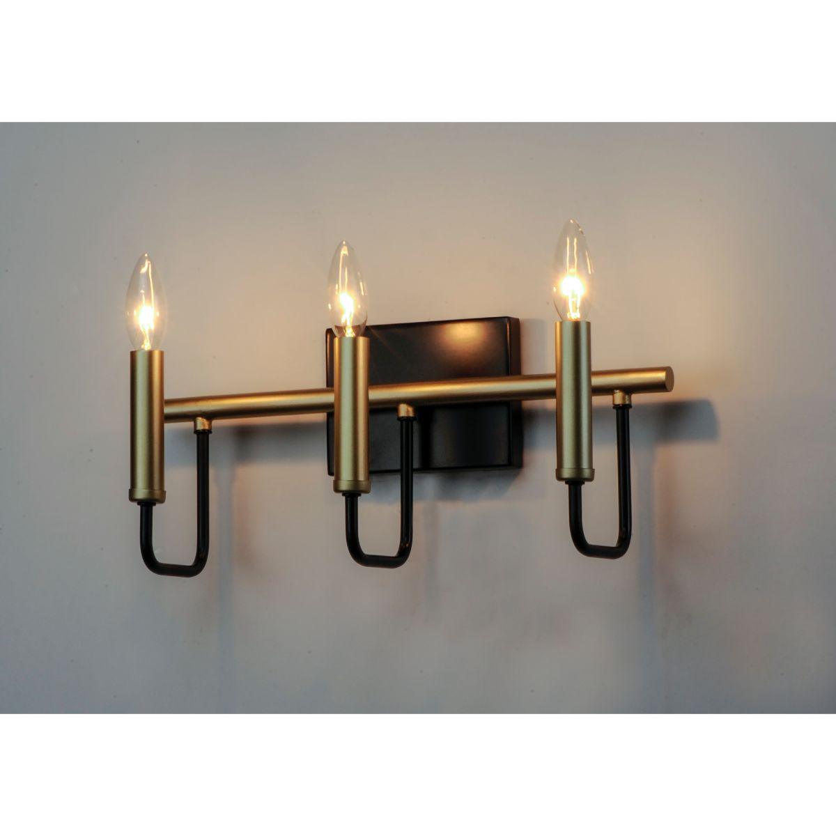 Sullivan 16 in. 3 Lights Vanity Light Black & Gold Finish - Bees Lighting