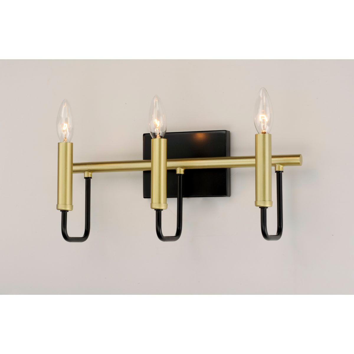 Sullivan 16 in. 3 Lights Vanity Light Black & Gold Finish - Bees Lighting