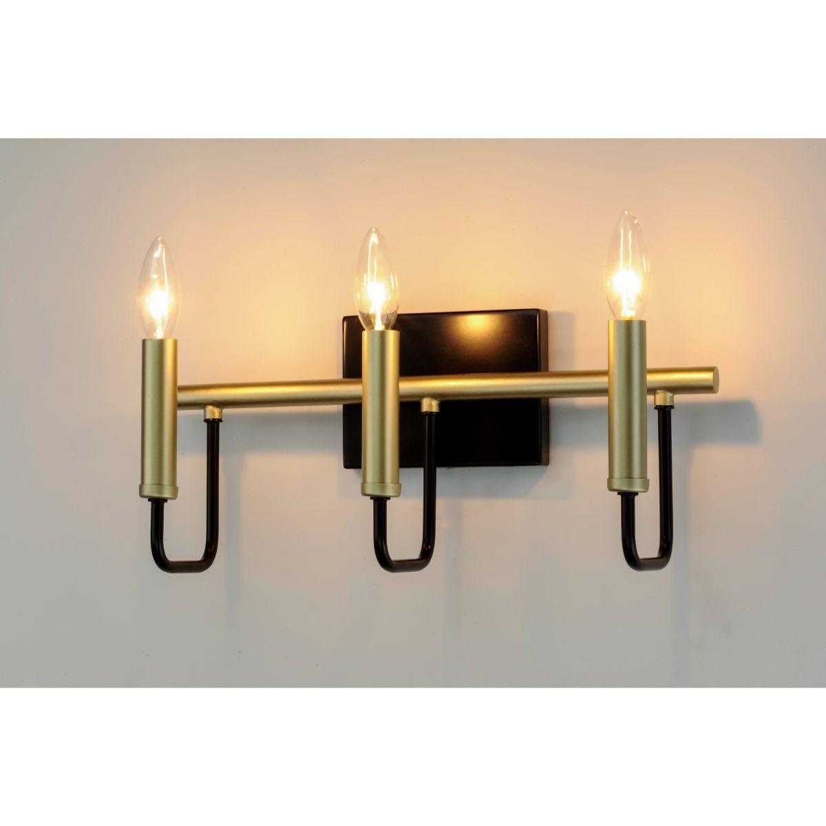 Sullivan 16 in. 3 Lights Vanity Light Black & Gold Finish - Bees Lighting