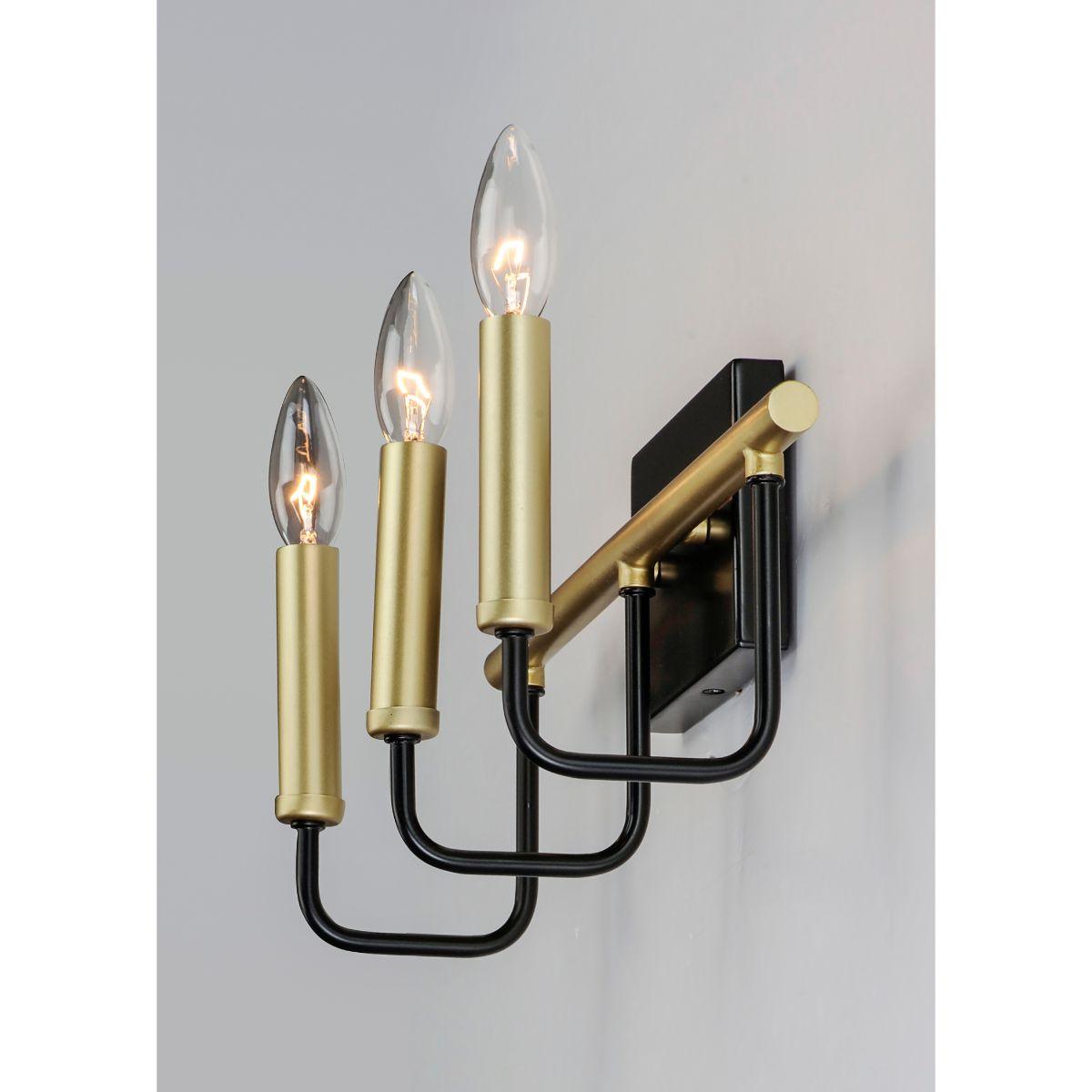 Sullivan 16 in. 3 Lights Vanity Light Black & Gold Finish - Bees Lighting