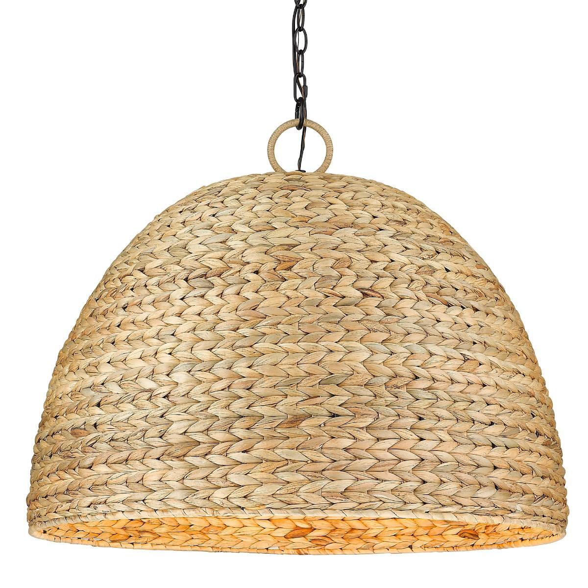 Rue 27 in. 8 Lights Pendant Light Black finish Woven Grass - Bees Lighting