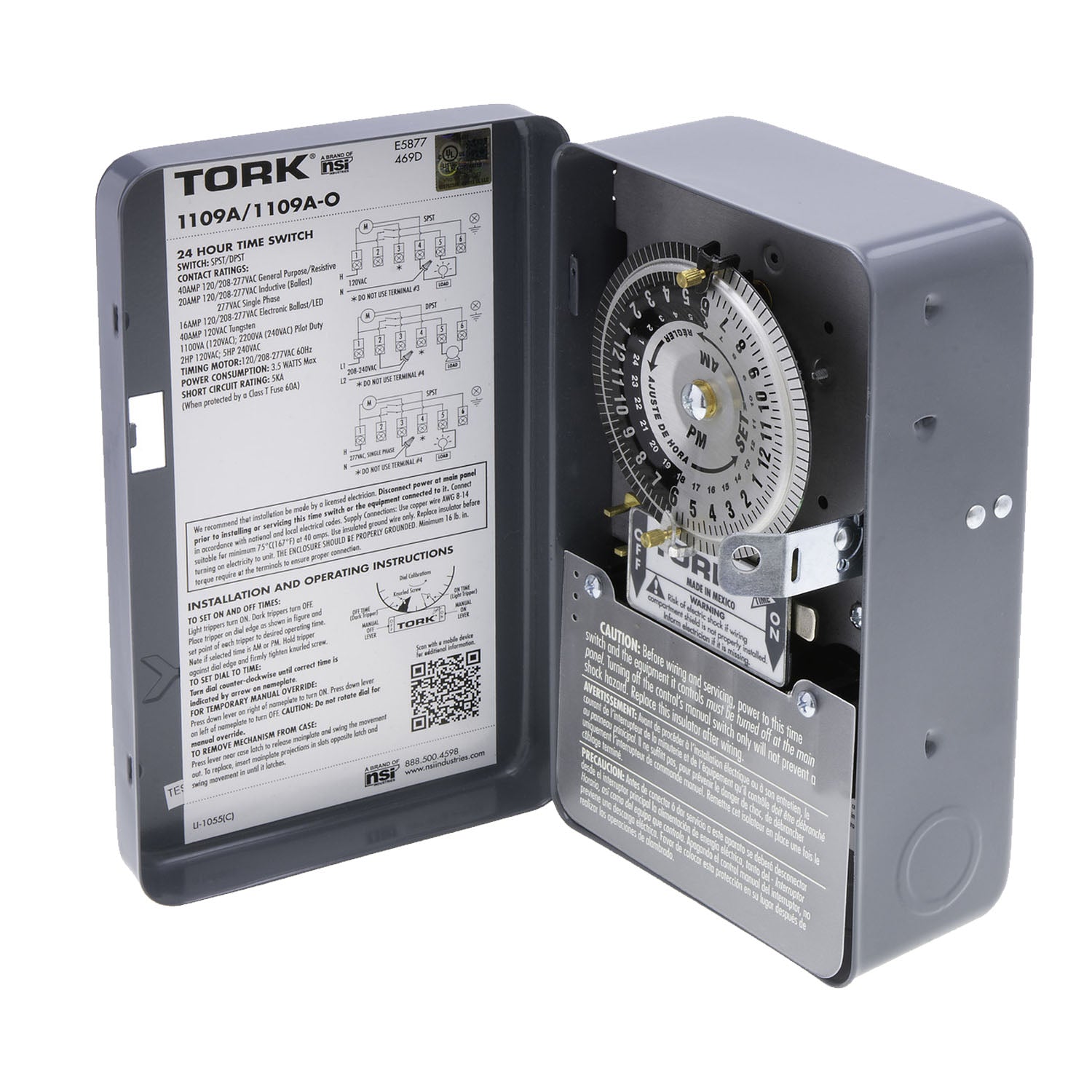 Tork 40 Amp 120-277 Volt 24-Hour DPST Indoor Mechanical Time Switch