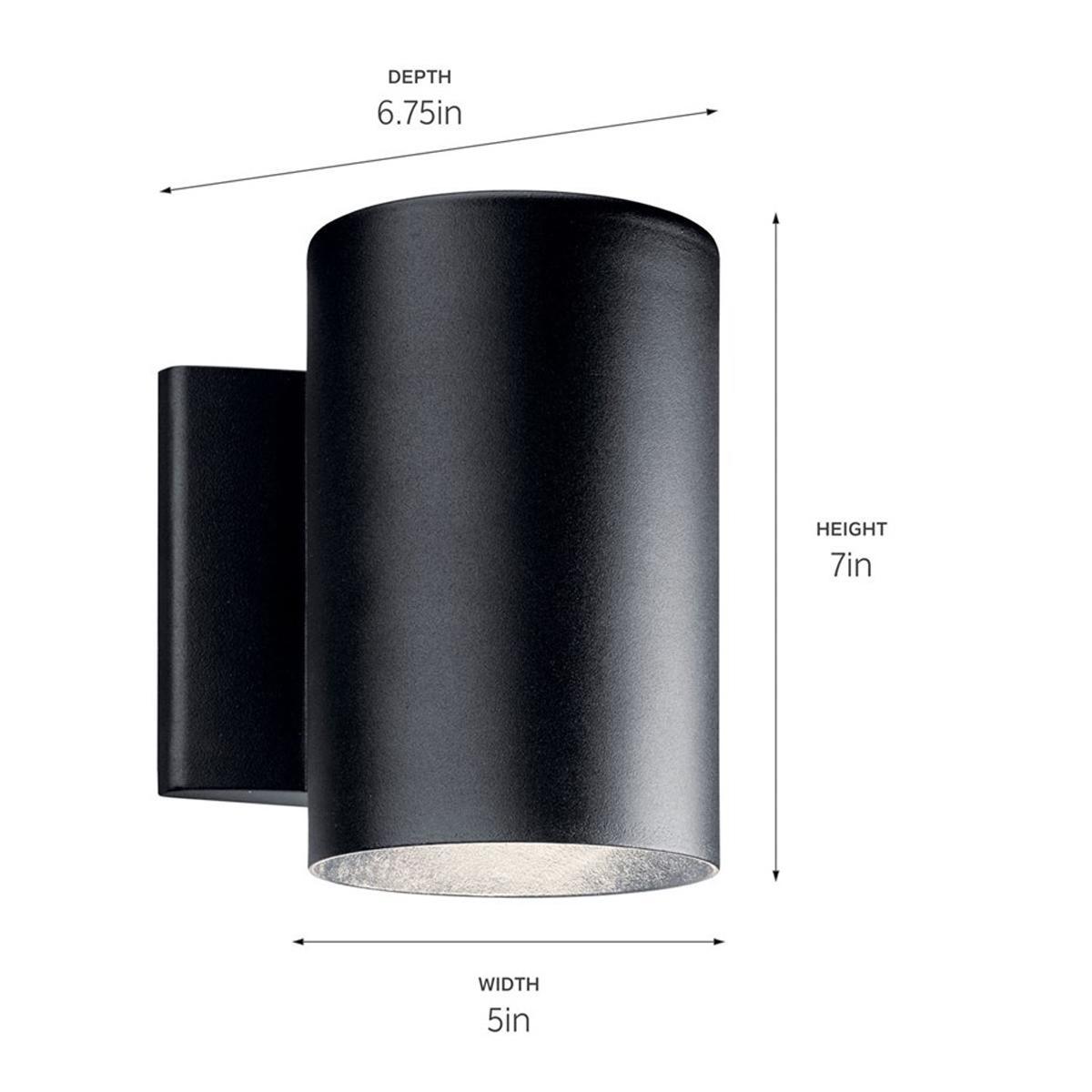 7 Inch 1 Light LED Outdoor Cylinder Wall Light Dimmable 450 Lumens 3000K Black Finish - Bees Lighting