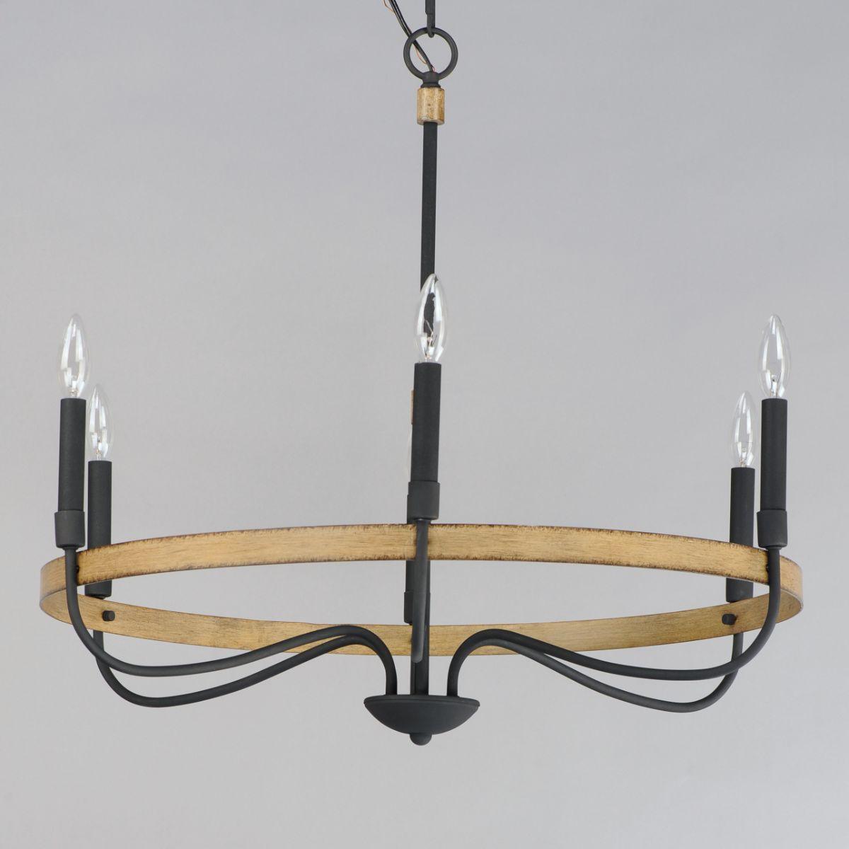 Franklin 29 in. 6 Lights Chandelier Black Finish - Bees Lighting