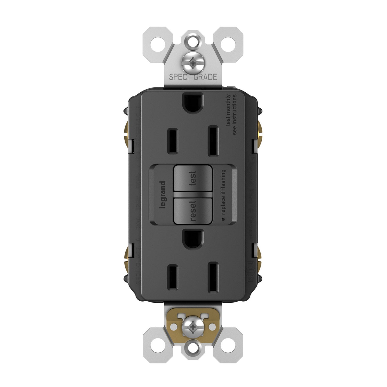 radiant 15A GFCI Self-Test Decorator Duplex Receptacle, Black