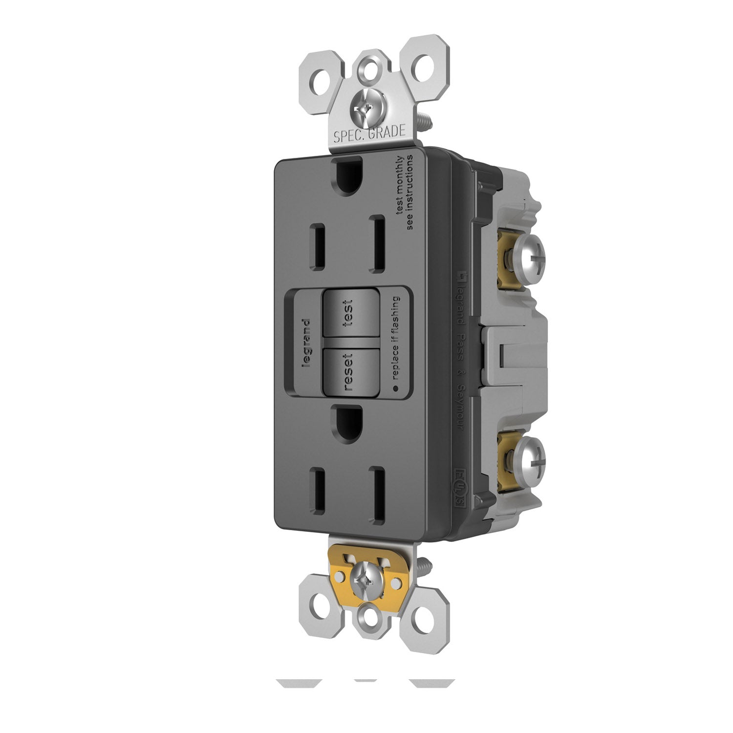 radiant 15A GFCI Self-Test Decorator Duplex Receptacle, Black