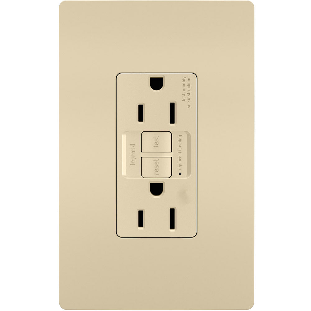 radiant 15A GFCI Self-Test Decorator Duplex Receptacle, Ivory