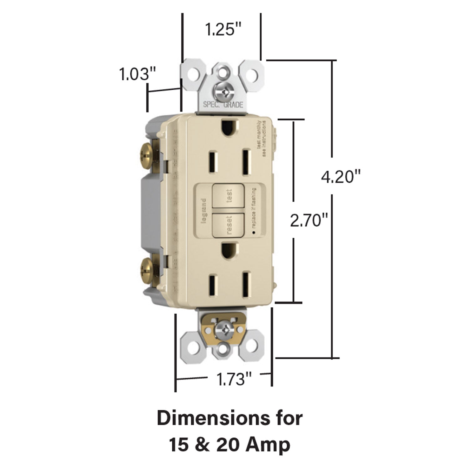 radiant 15A GFCI Self-Test Decorator Duplex Receptacle, Black