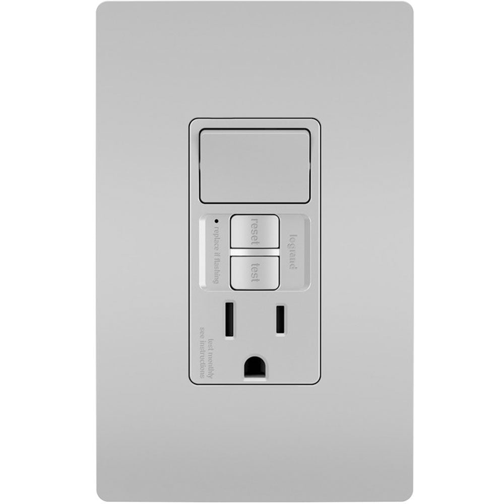 radiant Single Pole Switch and Tamper-Resistant 15A GFCI Receptacle, Gray