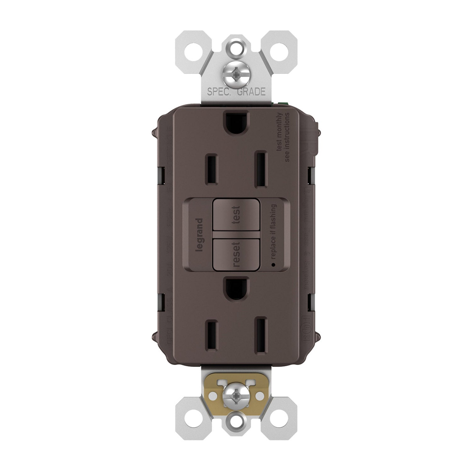 radiant Tamper-Resistant 15A Duplex Self-Test GFCI Receptacle, Dark Bronze