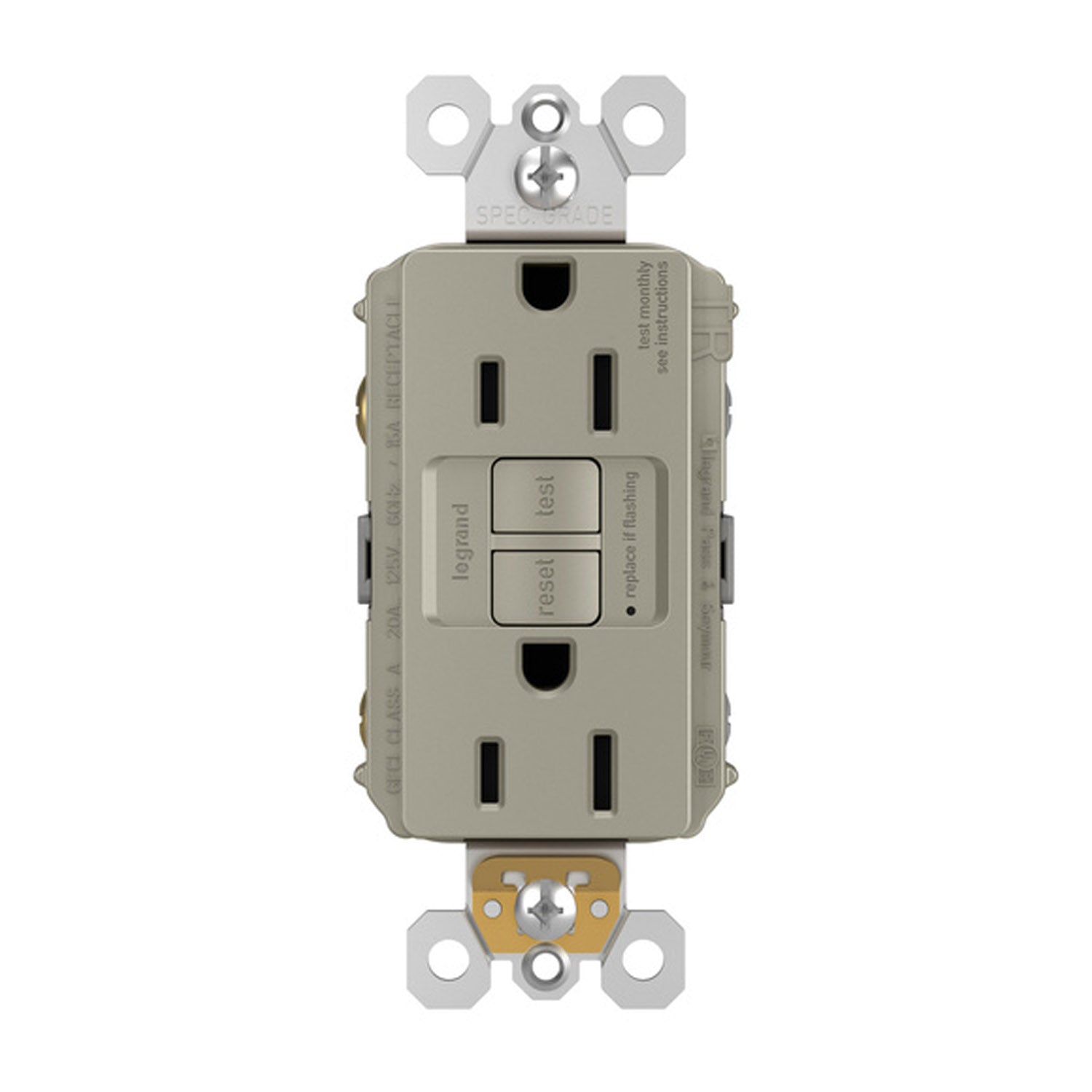 radiant Tamper-Resistant 15A Duplex Self-Test GFCI Receptacle, Nickel - Bees Lighting