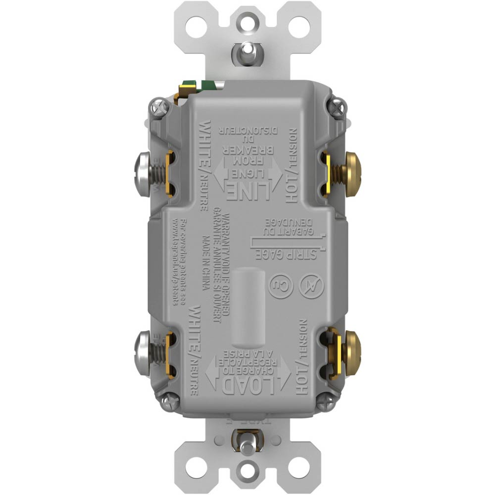 radiant Tamper-Resistant 15A Self-Test GFCI Receptacles, USB Type A/C, Gray