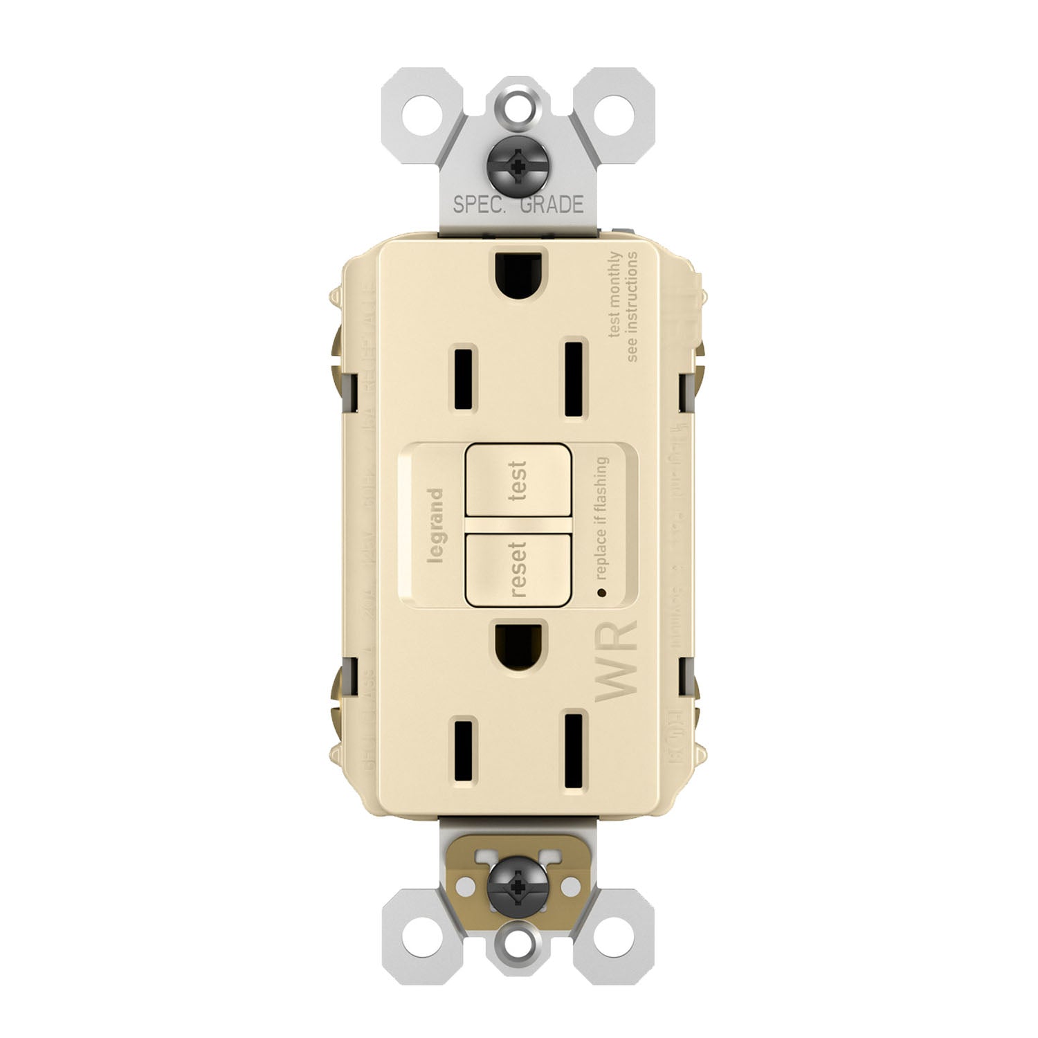 radiant Tamper-Resistant Weather-Resistant 15A Self-Test GFCI Receptacle, Ivory