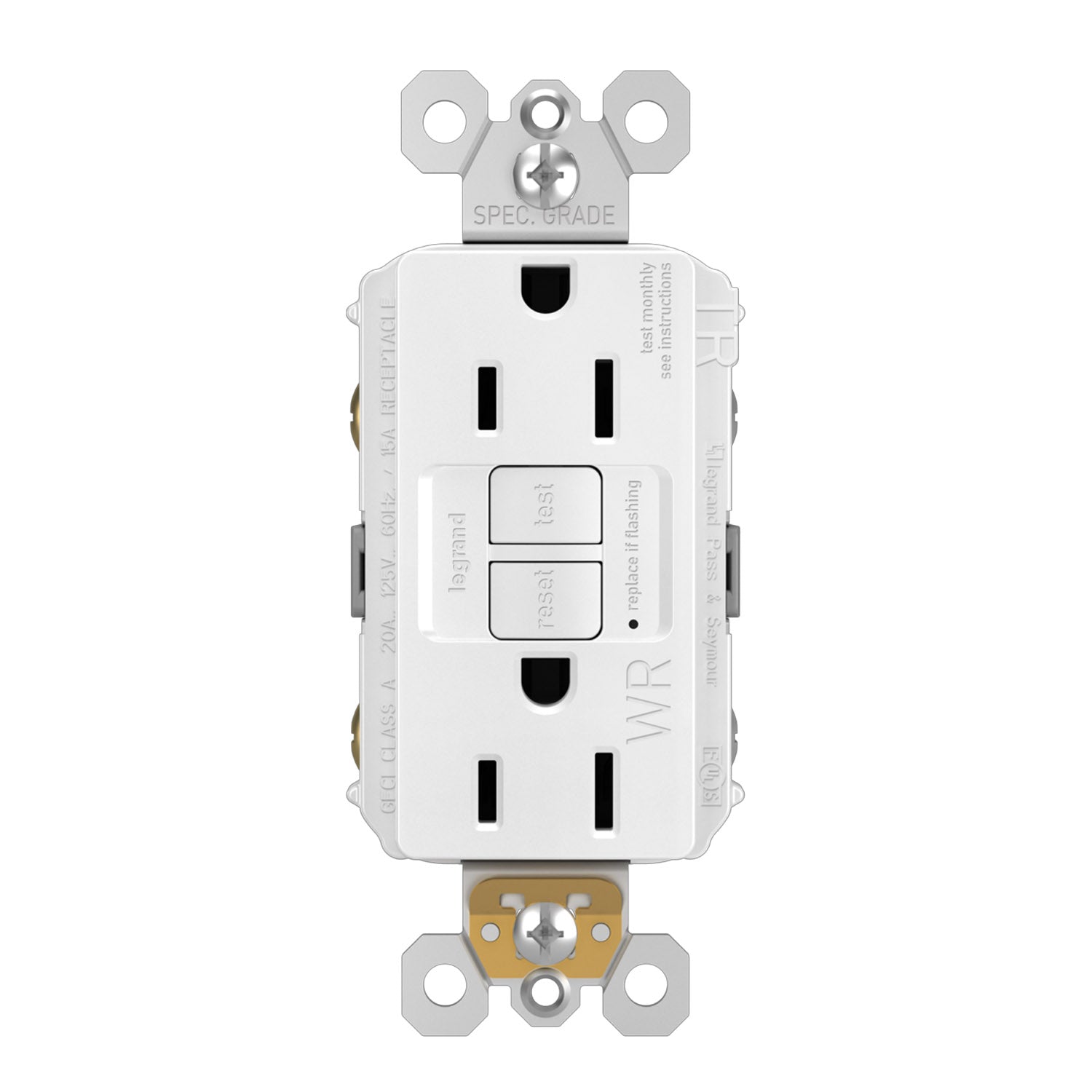 radiant Tamper-Resistant Weather-Resistant 15A Self-Test GFCI Receptacle, White