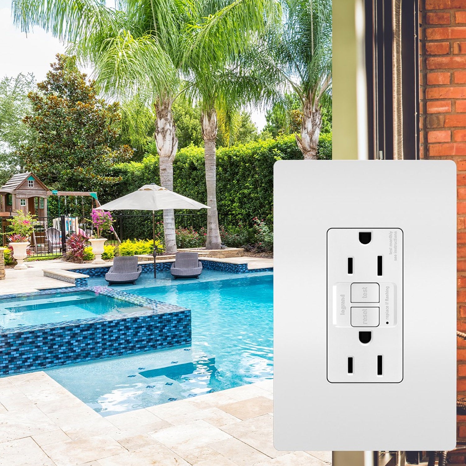 radiant Tamper-Resistant Weather-Resistant 15A Self-Test GFCI Receptacle, Light Almond