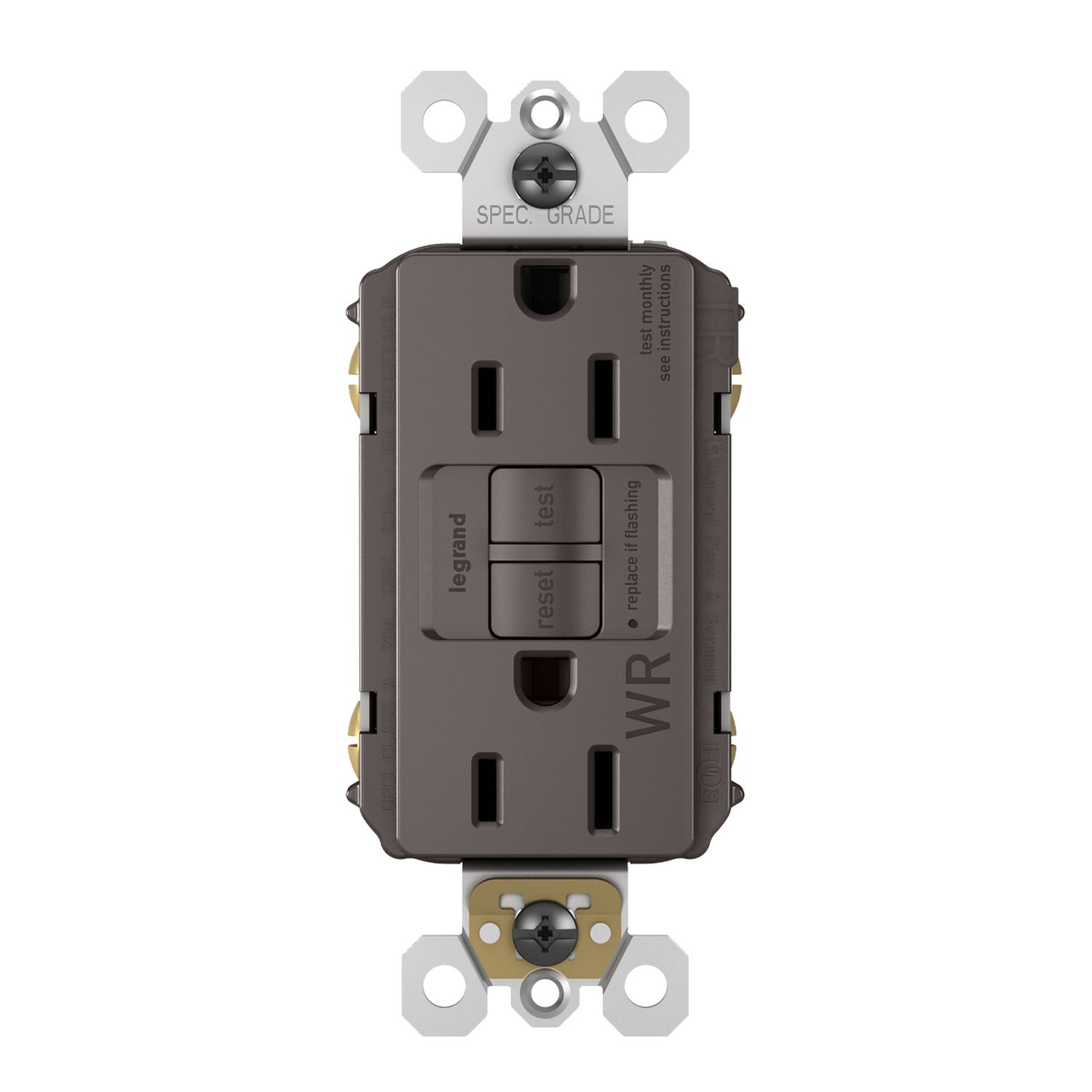 radiant Tamper-Resistant Weather-Resistant 15A Self-Test GFCI Receptacle, Brown