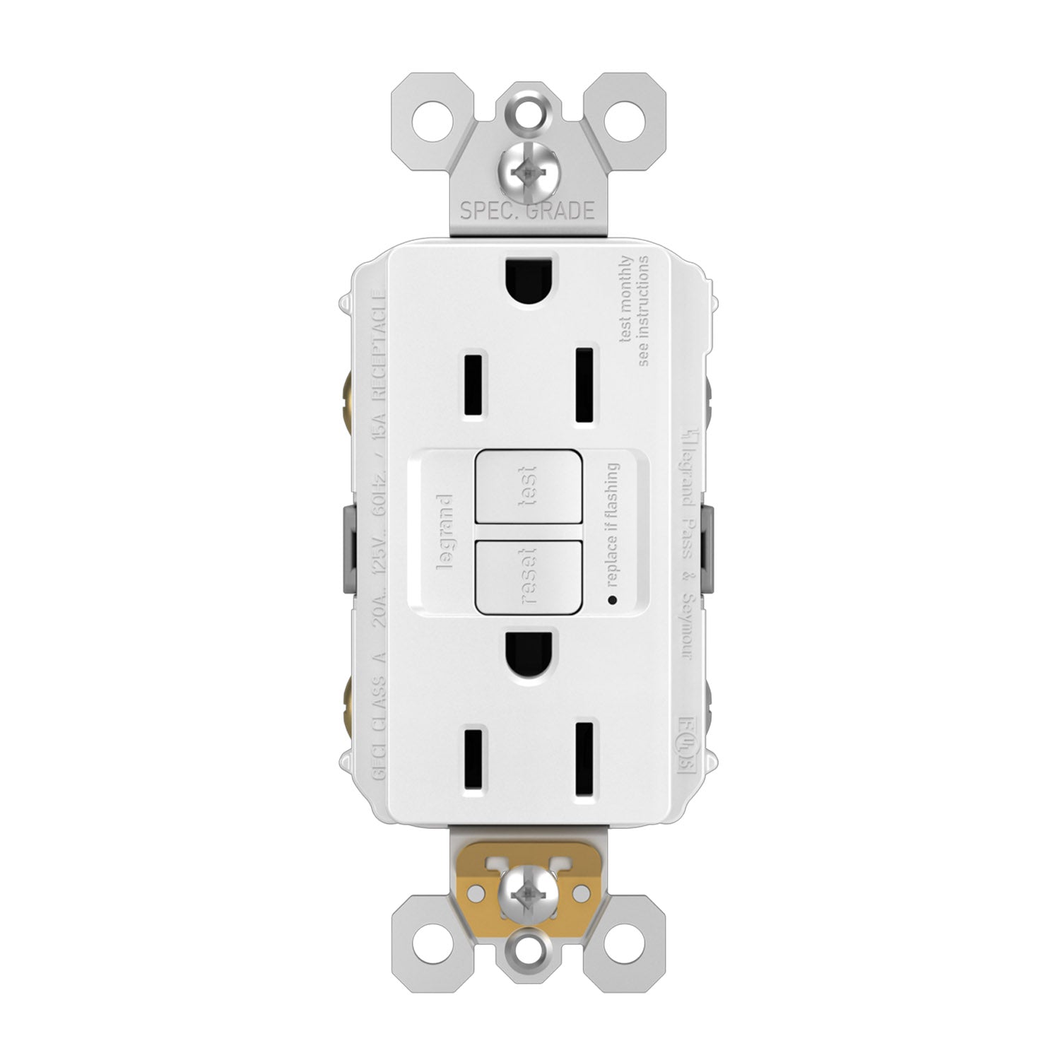 radiant Tamper-Resistant 15A Duplex Self-Test GFCI Receptacle, White