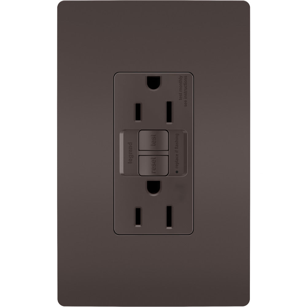 radiant 15A GFCI Self-Test Decorator Duplex Receptacle, Brown