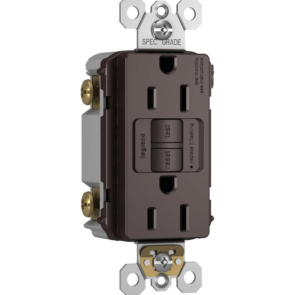 radiant 15A GFCI Self-Test Decorator Duplex Receptacle, Brown