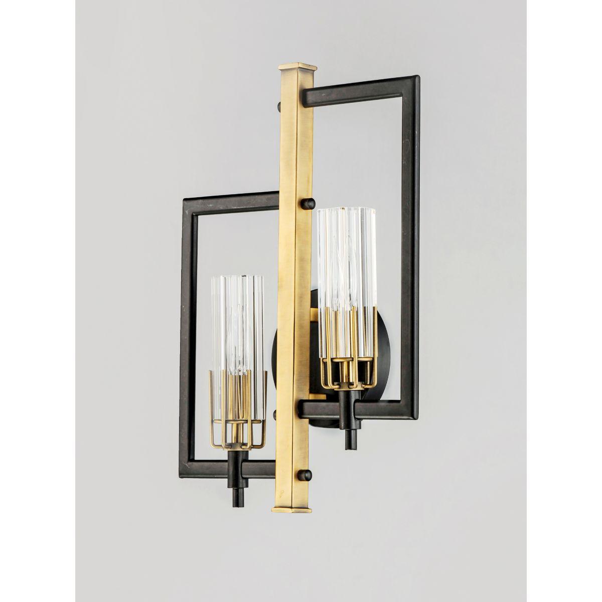 Flambeau 18 in. 2 Lights Vanity Light Antique Brass & Black Finish - Bees Lighting