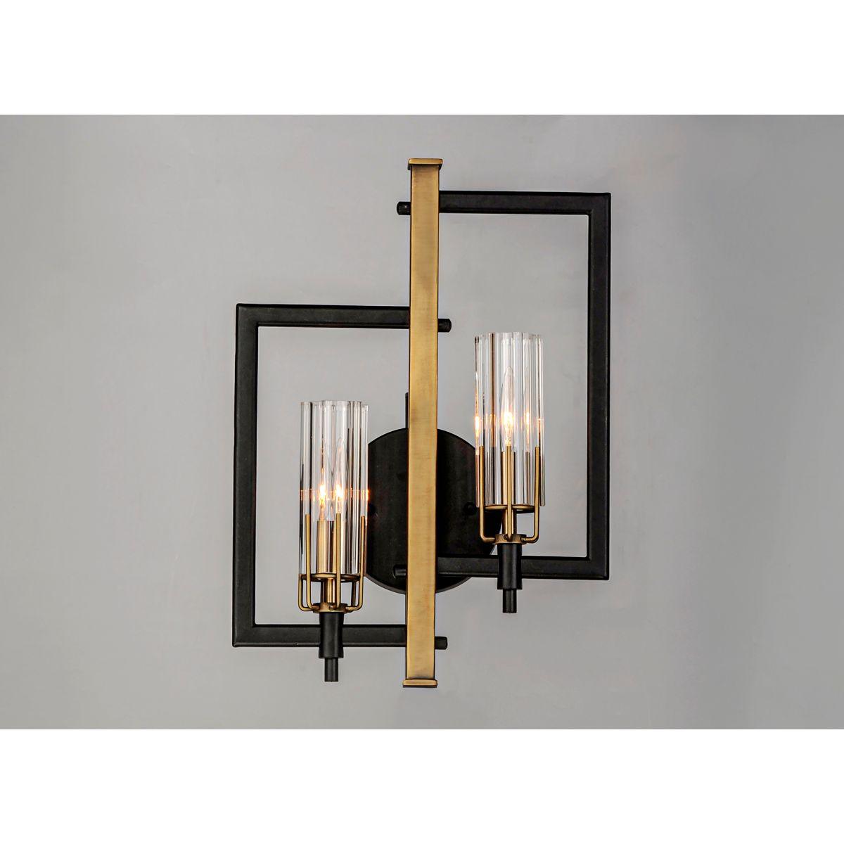 Flambeau 18 in. 2 Lights Vanity Light Antique Brass & Black Finish - Bees Lighting