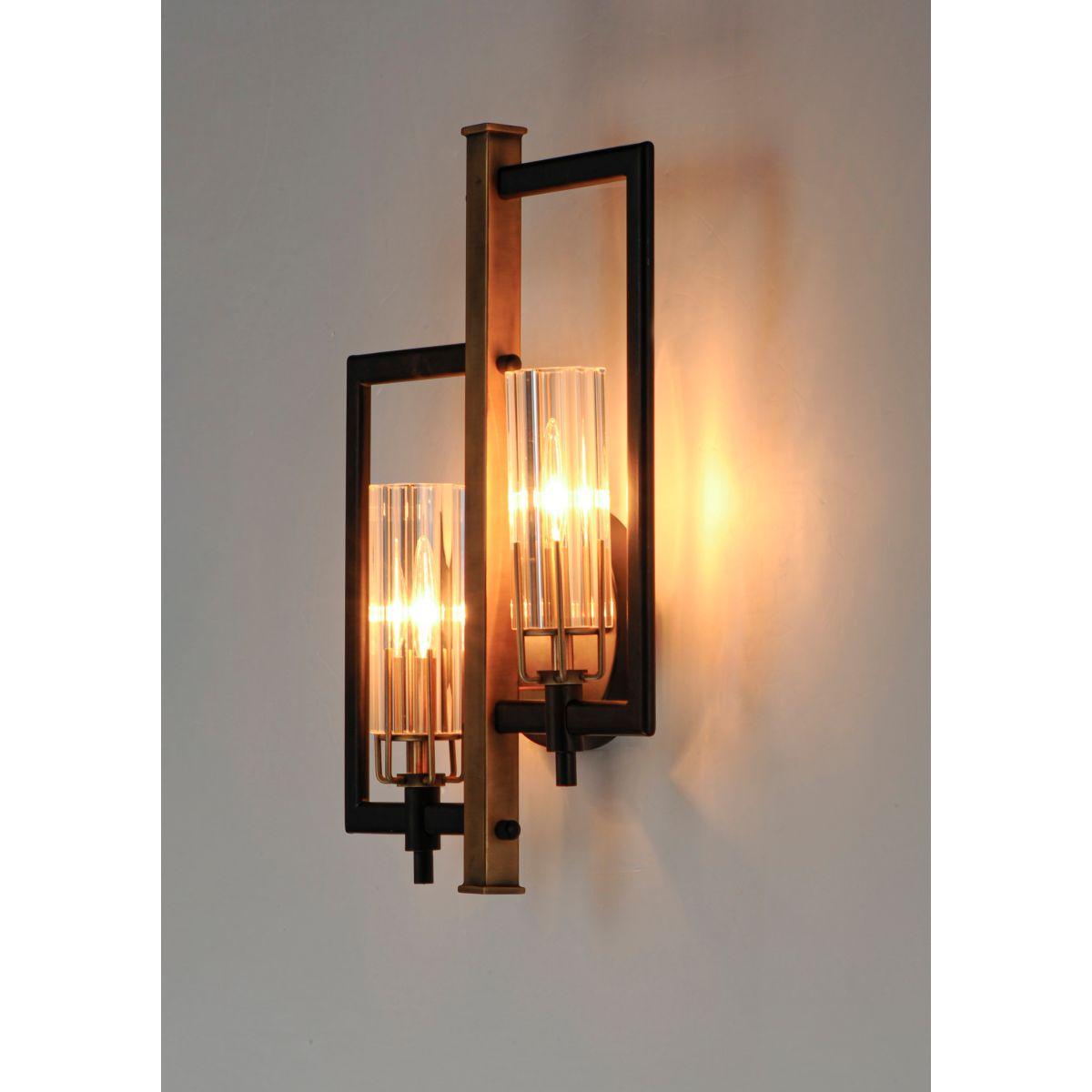 Flambeau 18 in. 2 Lights Vanity Light Antique Brass & Black Finish - Bees Lighting