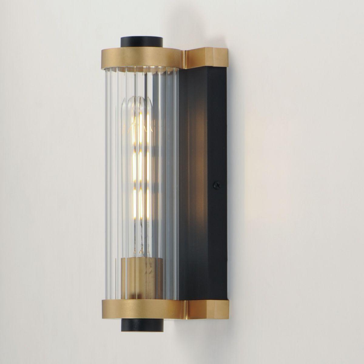 Opulent 11 in. Outdoor Wall Sconce Black and antique brass Finish - Bees Lighting