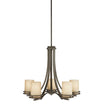 Hendrik 25" 5-Light Chandelier 1-Tier with Satin etched umber Glass, Olde bronze Finish - Bees Lighting