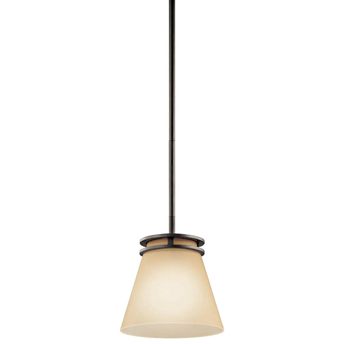 Hendrik 9" 1-Light Cone Pendant Light with Satin etched umber Glass, Olde bronze Finish - Bees Lighting