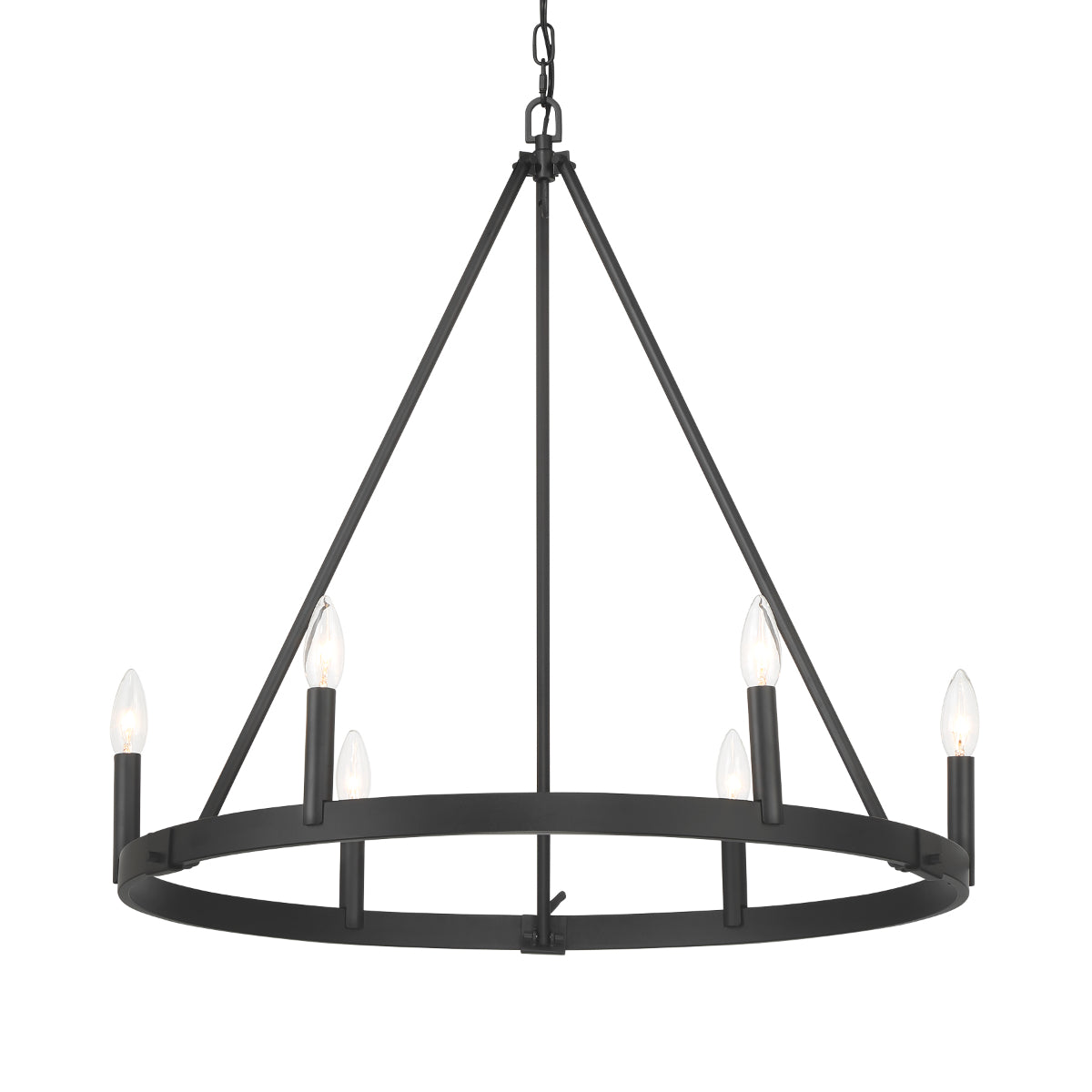 Dutton 27" 6 Lights Chandelier Black Finish - Bees Lighting