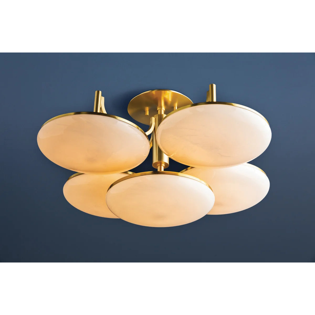 Bregman 30" 5 Lights LED Semi-Flush Mount Aged Brass Finish