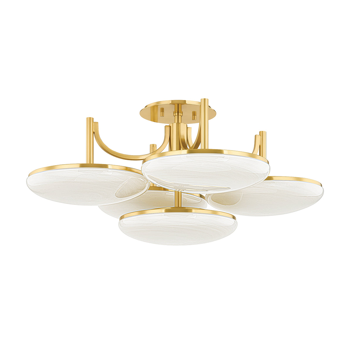 Bregman 30" 5 Lights LED Semi-Flush Mount Aged Brass Finish