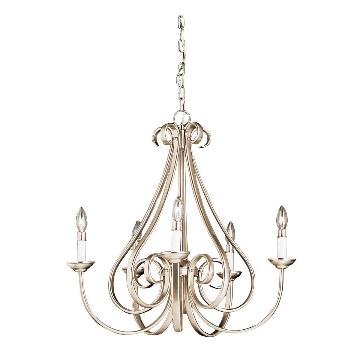 Dover 25" 5-Light Chandelier 1-Tier, Brushed Nickel Finish - Bees Lighting