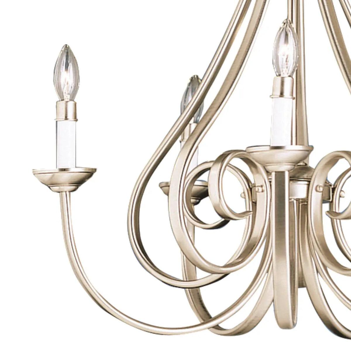 Dover 25" 5-Light Chandelier 1-Tier, Brushed Nickel Finish - Bees Lighting