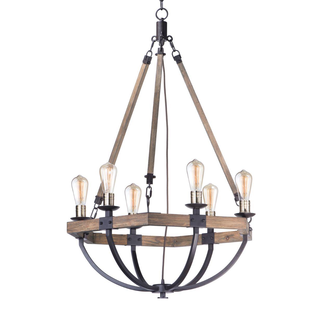 Lodge 29 In. 6 Lights Chandelier Bronze Finish - Bees Lighting